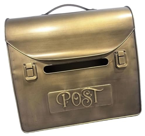 LOVIVER Boîte aux lettres murale décorative en fer doré, grande capacité, porte-journaux, boîte à suggestions pour l'extérieur de la maison, du jardin ou