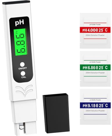 pH Messgerät Hochpräzision (± 0.01), Water Tester, pH Wert Messgerät Pool mit Blau Hinterleuchtetem LCD-Display & Automatischer Temperaturkompensation,für Trinkwasser/Poolwasseranalyse, Weiß