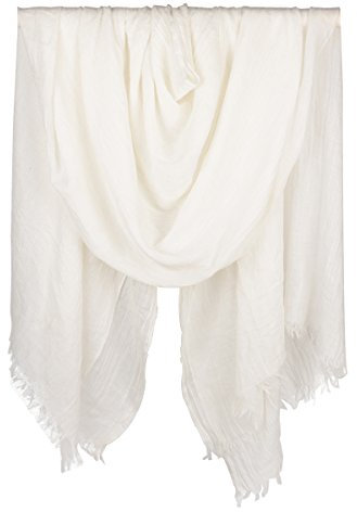 Iristide Women Summer Scarfs Large Long Lightweight Linen Beach Gauze Shawl Wrap 75”×43”, White, Large