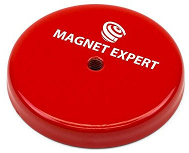 Ferrite Limpet Pot Magnet c/w M6 threaded hole for Semi-Permanent Applications - 66mm dia x 11mm thick - 25kg Pull