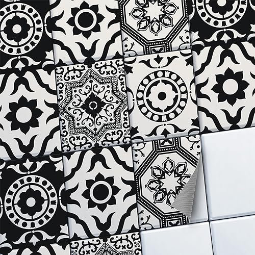 CREATISTO Fliesenaufkleber Fliesenfolie Mosaikfliesen - Klebefolie Aufkleber für Wand-Fliesen I Klebefliesen Deko Folien für Fliesen Ornament in Bad u. Küche (15x20 cm I 6 -Teilig)