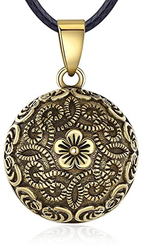 EUDORA Harmony Ball Collier Bola de Grossesse pour Femmes Enceinte, Vintage Style Pendentif Colliers avec Musique Balle pour Maman bébé Cadeau Bijoux, 76cm + 114cm Chaîne