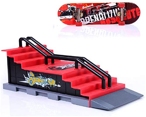 Sipobuy DIY Montage Mini Finger Skateboard Deck LKW Skate Park Bord Mit Rampe Zubehör Sets (Szene F)