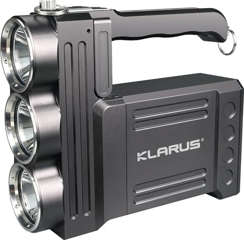 klarus RS80GT Wiederaufladbarer LED Handscheinwerfer 10000 Lumen Extrem Hell LED Taschenlampe Laterne mit USB Out Power Bank Funktion und Tischlampe für Camping, Angeln, Abenteuer, Wandern