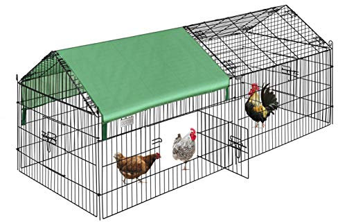 DEStar Hühnerstall mit wetterfester Abdeckung 181x75x75cm Kleintierkäfig aus Metall Freigehege Geflügelstall Kleintiergehege zusammenklappbar für Hühner Ente Kaninchen Katzen Laufstall