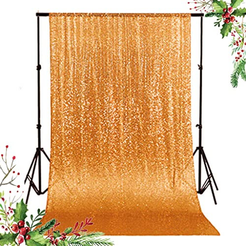 ShinyBeauty Gold Pailletten Hintergrund 2x8FT - Glitzerfotografie Hintergrund mit Stabtasche für Hochzeiten, Babypartys
