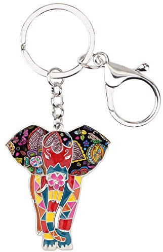 WEVENI Emaille Elefant Schlüsselanhänger Netter Elefanten Schlüsselring für Frauen Mädchen Tasche Auto Zubehör (Vielfarbig)