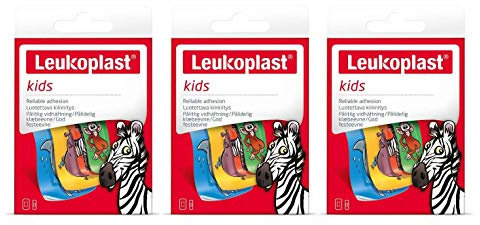 Leukoplast Kinderpflaster - Sterile, weiche, saugfähige Wundauflagen - Wasserfest, hautfreundlich, wenig klebrig - Lustige Tiermotive - 12 Stück.