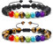 Senidea 2 Stück 7 Chakra Armband für Damen Herren - Meteorit Tigerauge, Natürliche Energiesteinen Yoga, Meditation Lavastein 8mm