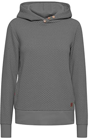 OXMO OXVera Damen Kapuzenpullover Hoodie Pullover mit Kapuze Eingrifftaschen Rippbündchen Baumwollmischung Regular fit, Größe:S, Farbe:Medium Grey Melange (201146)