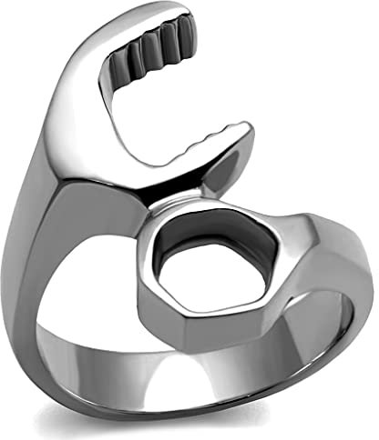 YourJewelleryBox MENS DIY RING STAINLESS STEEL SPANNER PLIER UNIQUE TOOL UNIQUE SIGNET TK2396 Z2