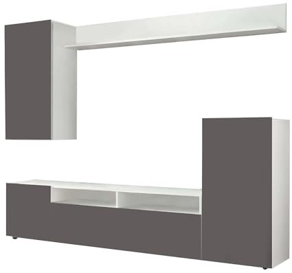 milani home - parete attrezzata porta tv soggiorno moderna di design 207x34x170 h