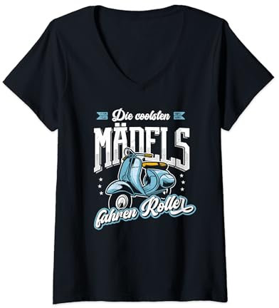 Die coolsten Mädels Fahren Roller Motoroller Scooter Moped T-Shirt mit V-Ausschnitt
