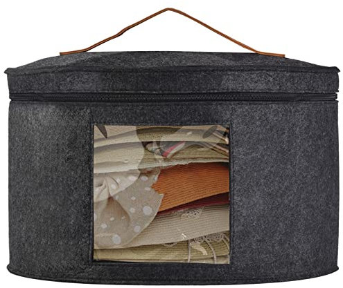 Bojuzhi 39 cm × 24 cm Hutschachtel Rund mit Deckel - Tragbarer Hutbehälter mit Breiter Krempe und Klarem Fenster, Geeignet für die Organisation im Kleiderschrank, Staubdicht & Geringes Gewicht