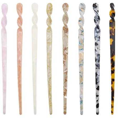 YINETTECH 8pcs Baguettes de Cheveux en Acétate Vintage Baguettes de Cheveux Épingles à Cheveux Rétro Baguettes de Cheveux Chinois Accessoires de Coiffure pour Femmes Filles Dame