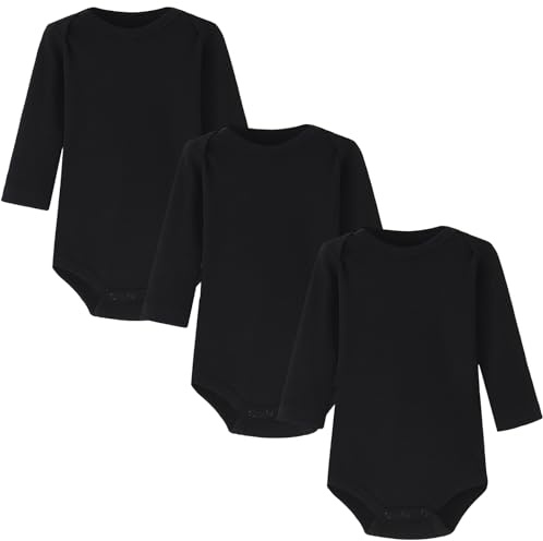 HahaNice Long Sleeve Bodysuits Black 6 Months