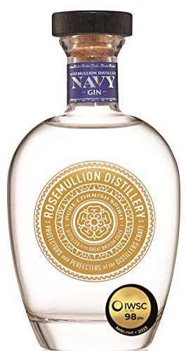Rosemullion Navy Gin | IWSC 2023 Outstanding Small Batch |Handcrafted Classic | Fermented, Distilled & Bottled on location, Cornwall 70cl, 57%