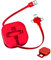 Gartmost Single Pull Three in One Charging Cable Cord. 3 in 1 Charging Cable Retractable. Data Transmission. Compatible with Phone, Android, Tablet (Red)