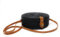 Trintura Rattan Tasche rund mit langem Leder Riemen geflochten Damen Korbtasche Umhängetasche Strohtasche Crossbody bag 20cm (schwarz)