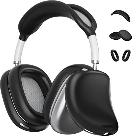 Kompatibel mit Airpod Max Hülle, weiches Silikonhüllen-Set für AirPod Max Cover, kratzfestes Schutzzubehör für Apple AirPods Max Ohrabdeckungen (Schwarz)