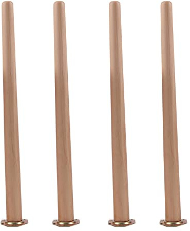 4 Pièces Pieds de Meubles en Bois Massif (Hêtre), Pieds de Table Conique de Remplacement pour Table à Manger, Canapé, Armoire, Avec Vis, Couleur du Bois (65cm/25.6in, Tilt)