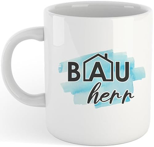 yvolve - Bauherr - Tasse aus Keramik mit schönem Spruch rundum bedruckt mit Verpackung - Spülmaschinenfest