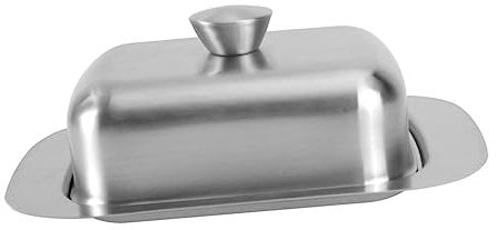 Cabilock 1pc Stainless Steel Butter Box Food Containers with Lids Butter Keeper Container Cheese Container Keeper Retro Fridge Decorative Tray Cream Cheese Butter Dish Storage Box Pastry