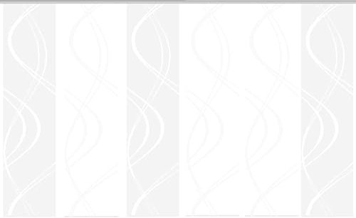 HOME WOHNIDEEN Schiebevorhang TIBERIO aus Dekostoff und Voile mit Scherli 245 x 60 cm, Farbe:WOLLWEISS, Größe:245 x 60 cm, Anzahl:6er Set (3X, 3X)