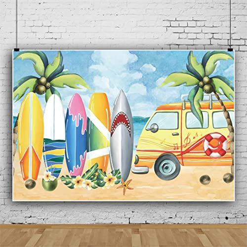 Mateju Geburtstag Party Dekoration, Fotoleinwand Hintergrund, Vinyl Geburtstag Fotohintergrund Tuch, Strand Drucken Poster Foto Stand Hintergrund, Geburtstagsdeko (180x120 cm,Bus)