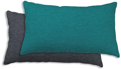 one-home Winter Biber Bettwäsche Meliert Melange Baumwolle Kuschelig Warm Weich Flanell, Größe:2er Pack 40x80 cm, Farbe:Petrol/anthrazit