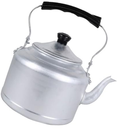 Cabilock Bollitore in alluminio, pentola in alluminio, teiera, teiera, teiera, teiera, bollitore portatile, teiera in metallo, vintage, tazza da caffè a carbone, fornello, ufficio