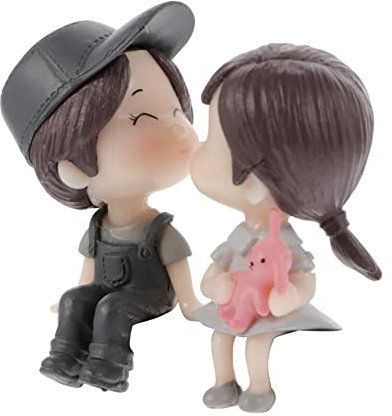 1 Paar Hocker Paar Ornamente Junge Puppe Geschenke zum Valentinstag Bonsai Gedenkgeschenke Dekor Kuchen Skulptur Märchengarten Schemel Liebhaber Baby PVC