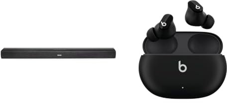 Denon DHT-S216 Soundbar for Surround Sound System, Bluetooth, with Built-in Subwoofers & Beats Studio Buds – True Wireless Noise Cancelling Earbuds – IPX4 rating, Sweat Resistant Earphones