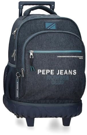 Pepe Jeans Edmon Schulrucksack, Blau, 33 x 44 x 21 cm, Polyester, 28,9 l, blau, Schulrucksack