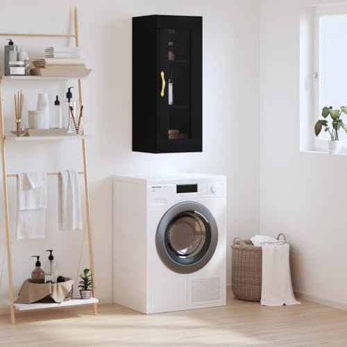 LAPOOH Armario de Pared Negro 34,5x34x90 cm, Mueble Auxiliar, Mueble De Cocina, Armarios De Cocina, Armario Colgar, Auxiliares para Baños, Armarios Baño - 828893