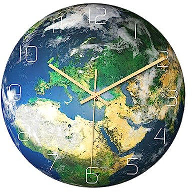 Zerodeko Leise Acryl-wanduhr Mit Europa-Karten-Design Nachtlichtfunktion Erdform Für Büro Und Zuhause Batteriebetrieb