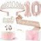 10 Geburtstag Mädchen Deko, 10. Geburtstagskrone und Schärpe, Tortendeko Geburtstag und Kerzen, Roségold Folienballon 10, 10. Geschenk für Mädchen zum Geburtstagsparty Deko Supplies