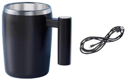 LOVIVER Taza de café agitadora automática, taza mezcladora eléctrica, regalo portátil, taza mezcladora automática USB para té, proteína, leche y café, NEGRO