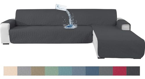 Ystyle Sofabezug L Form 4 Sitzer, Sofa Überzug L Form Wasserdicht, Sofa Cover L Shape, Couch Überzug L Form, Sofaüberwurf L Form, Couchbezug L Form Sofaschoner rutschfest (285cm, Dunkelgrau)
