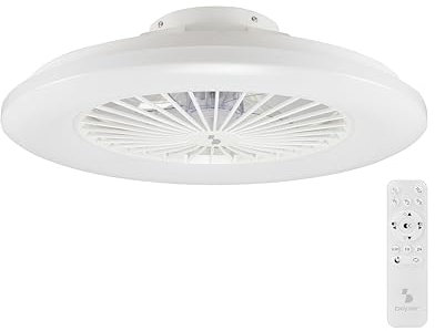 BEPER P206VEN640 Ventilador de techo con luz LED, 40W, 3 Velocidades seleccionables, temporizador programable, Ventilador con mando a distancia incluido, Blanco