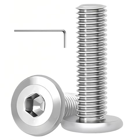 WZHUIDA 20 Stück M8 x 16 mm Schrauben, Edelstahl Innensechskant Flachkopfschrauben, Vollgewinde Möbelverbinderschrauben mit Schraubenschlüssel
