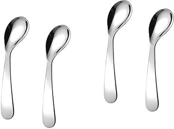 ifundom Esslernlöffel Baby Gebogen 4 Stück Fütterungsgeschirr Essen Lernlöffel Babylöffel Babyfütterungswerkzeug Übungslöffel Babyzubehör