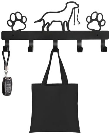 Greyoe Porte Clef Mural, Porte Clé Mural, Boite a Clefs Murale Decorative, Porte-clés Mural Avec 7 Crochets en Fer Forgé Hibou Porte-clés en Métal Crochet à Clés Ornement (chien, 1 Set)