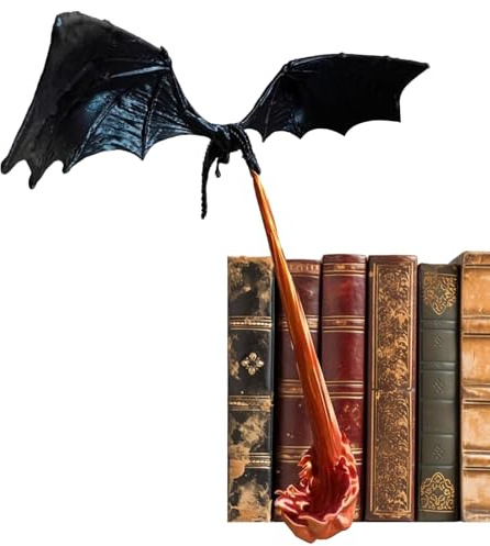 Serre-livres Dragon Flame - Statue de dragon - Ornement de table - Serre-livres - Halloween - Gothique - Décoration pour la maison, la , les amis, les collègues