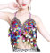 MUNAFIE Pailletten Oberteil Damen Glitzer Top BH Bauchtanz Festival Oberteil Lila Bunt