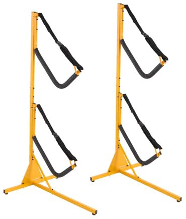 Dekltus Kayak Halterung, 2 Freistehende Kajakständer - Tragfähigkeit 120 lbs - Kajak Aufbewahrungsregal für 2 Kanus, SUP, Paddleboards -730×623×1420MM (Gelb)
