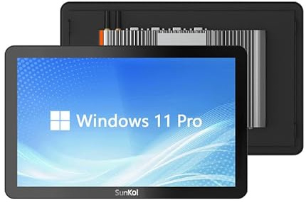 SunKol 15,6 lüfterloser Industrie-Panel-PC,16:9 Embedded 10-Punkt-Touch-PC,Windows 11 IP65 All-in-One,Automat-Einschaltung,für Fabrik,Automatisierung,Unternehmen (I5-10310U,8GB RAM,128GB SSD)