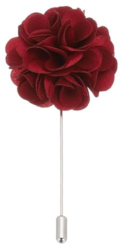 PATIKIL Épingle de Boutonnière en Fleur, 1 Pièce Épingle de Revers pour Hommes Camélia pour Costume Mariage Graduation Anniversaire Broche, Rouge Vins