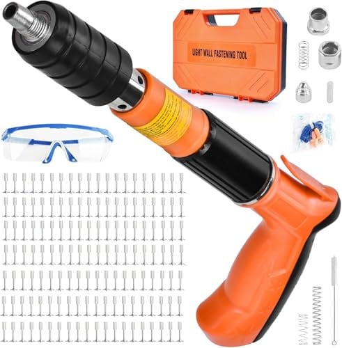 Nail Gun with 120 Round Nails, Nail Gun Tool, Steel, Riveting Gun, Water Pipe Holder, Plumbing Gun, Nail Wall Mounting Tool for Cement Wall