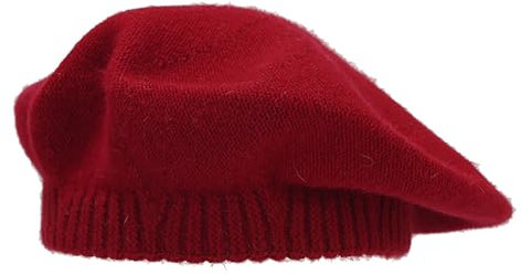 Damen-Mütze aus einfarbiger gestrickter Wolle, warme Baskenmütze, lässiger Farbton, und Wintermütze Baskenmütze Damen Strick (RD2, M)